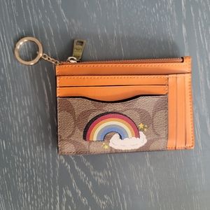 🌈 Coach Zip Card Case In Rainbow and Orange